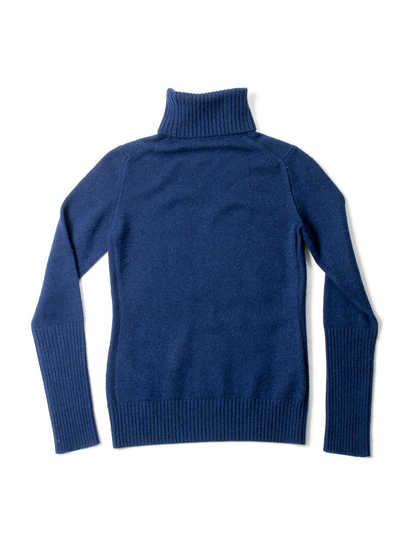 Loro Piana Logo Baby Cashmere Turtleneck Sweater Navy Blue-designer resale