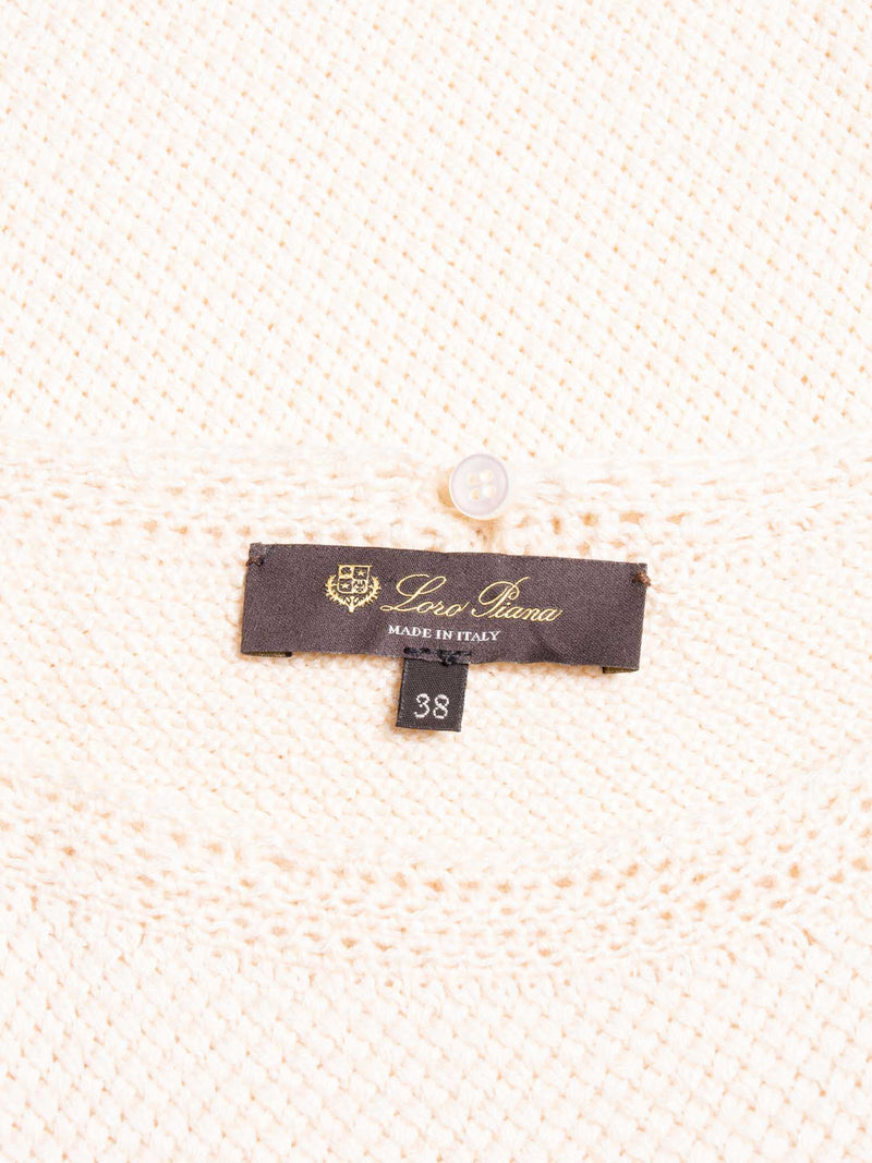 Loro Piana Logo Cashmere Cable Knitted Top Ivory-designer resale