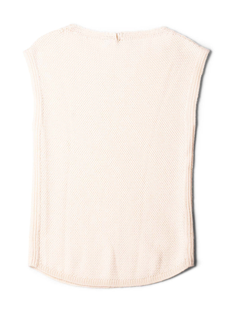 Loro Piana Logo Cashmere Cable Knitted Top Ivory-designer resale