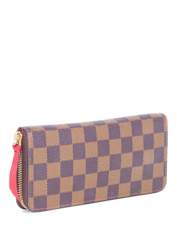 Louis Vuitton Damier Ebene Zipper Wallet Brown Red-designer resale