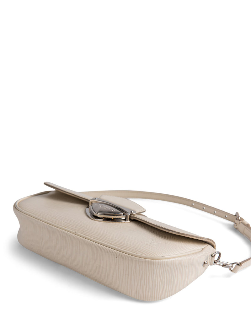 Louis Vuitton Logo Epi Leather Flap Shoulder Bag White