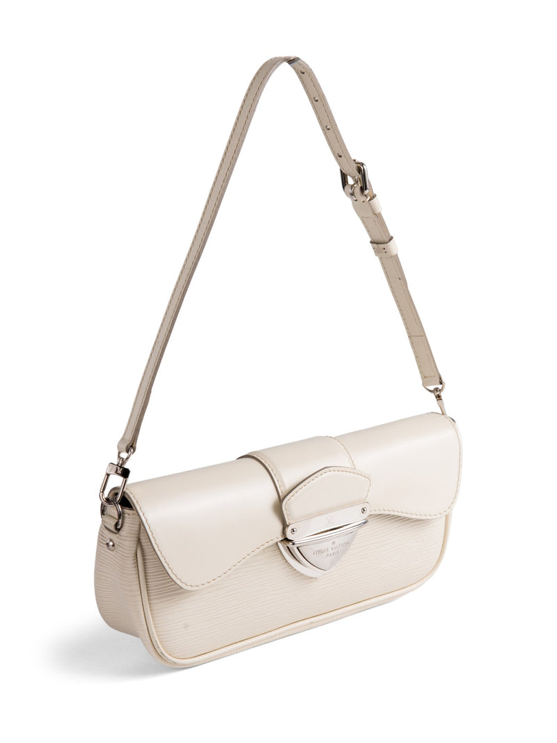 Louis Vuitton Logo Epi Leather Flap Shoulder Bag White