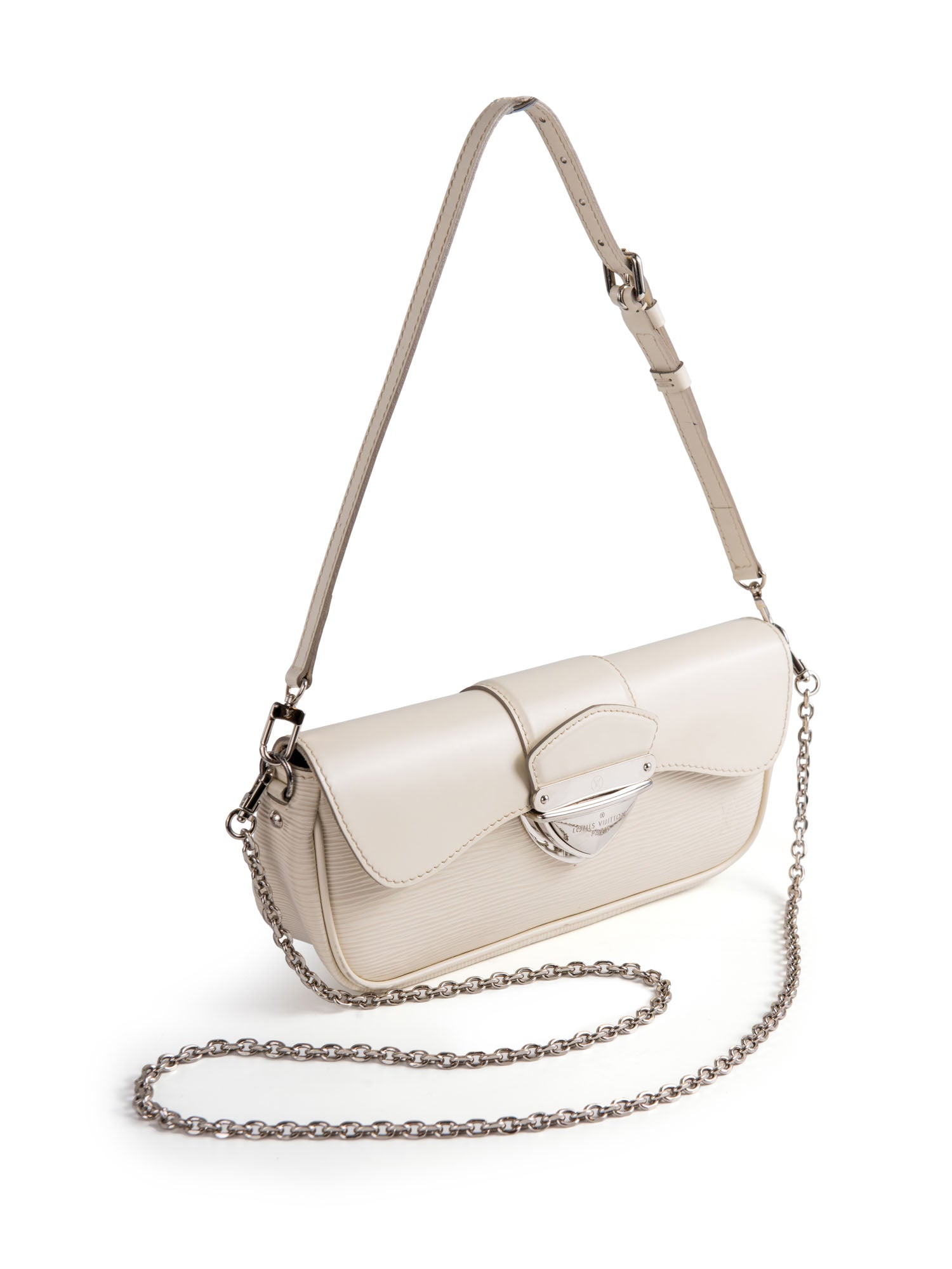 Louis Vuitton Logo Epi Leather Flap Shoulder Bag White-designer resale