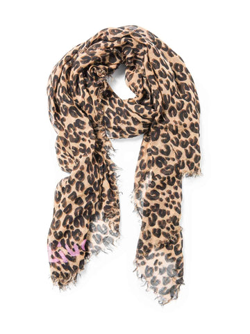 Louis Vuitton Logo Stephen Sprousse Animal Print Shawl Scarf Brown-designer resale