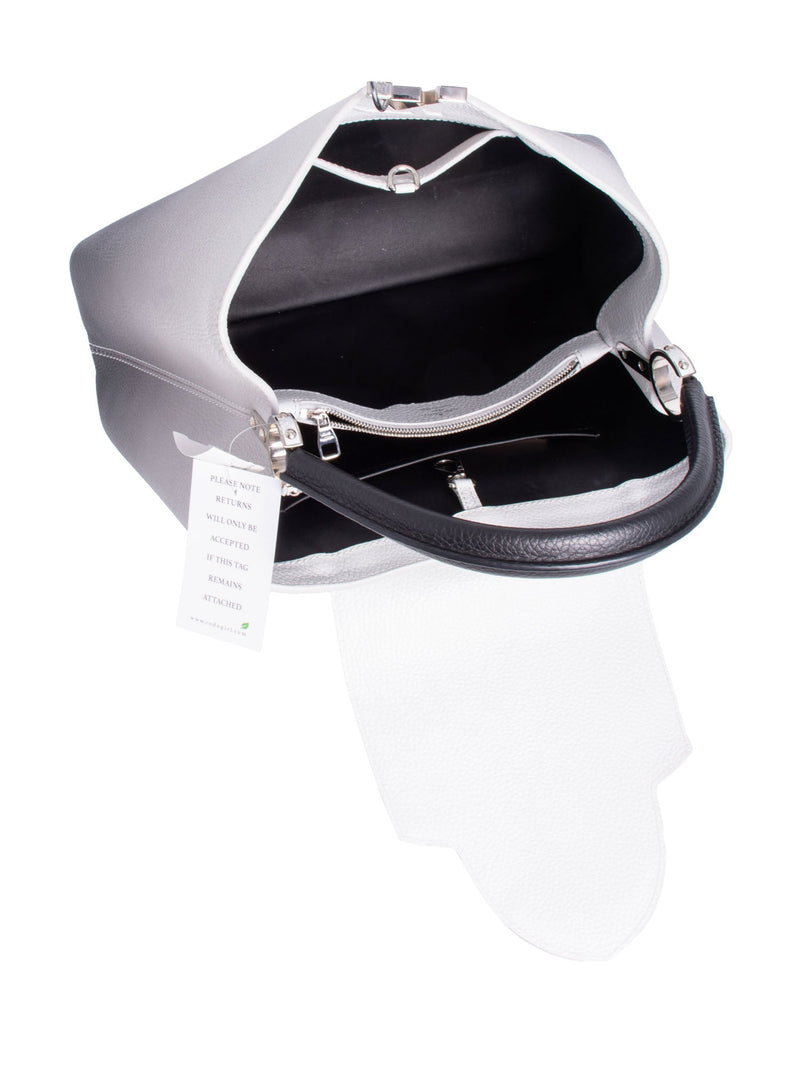 Louis Vuitton Logo Taurillon Capucines Bag MM Ombre Black White-designer resale