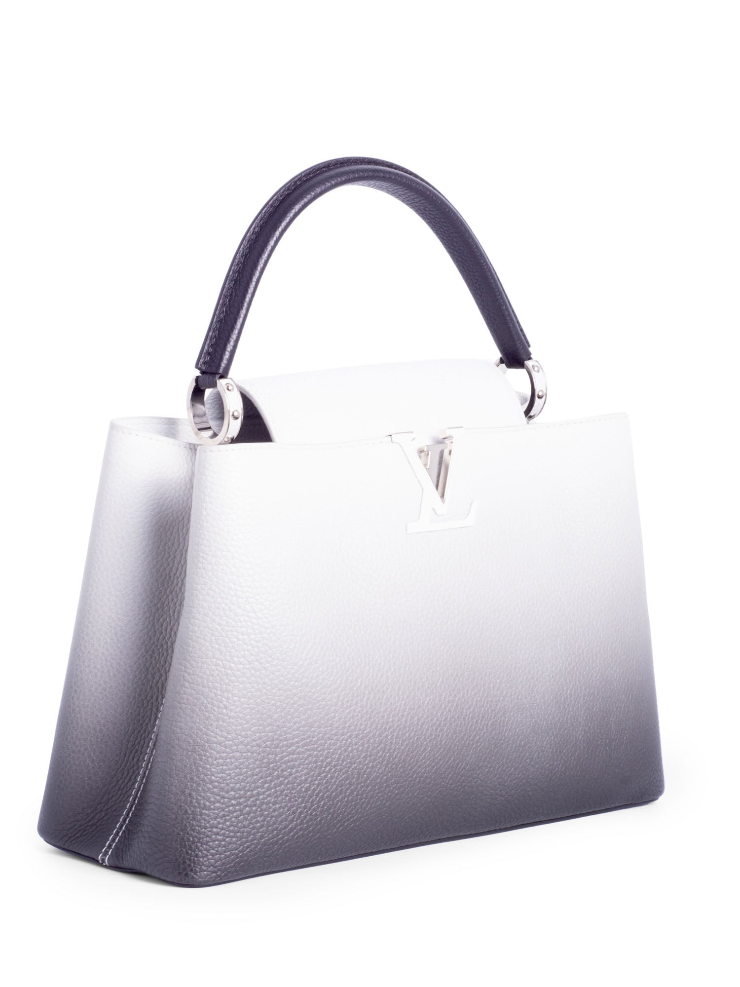 Louis Vuitton Logo Taurillon Capucines Bag MM Ombre Black White-designer resale
