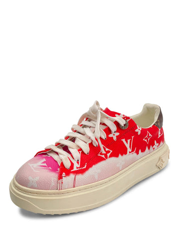 Louis Vuitton Monogram Canvas Escale Time Out Sneaker Red Brown-designer resale