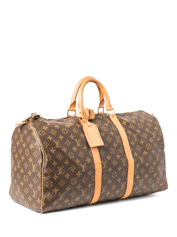 Louis Vuitton Monogram Leather Keepall 50 Brown-designer resale