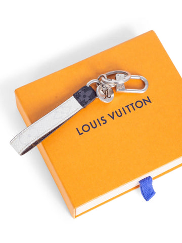 Louis Vuitton Monogram Leather Wristlet Strap Keychain White Brown-designer resale