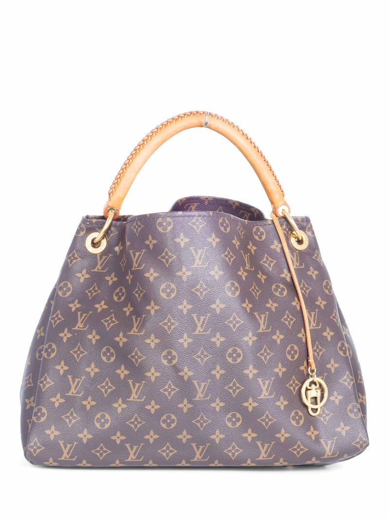 Louis Vuitton Monogram Woven Leather Top Handle Hobo Bag Brown-designer resale