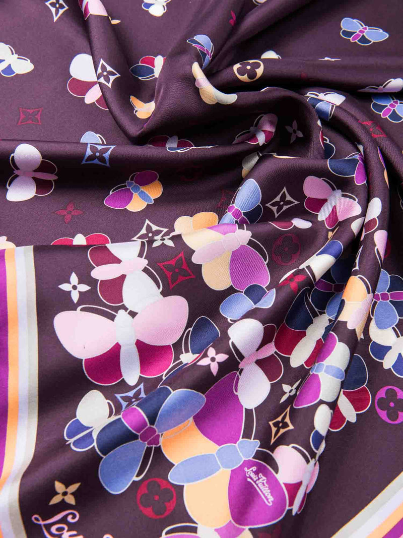 Louis Vuitton Silk Multicolor Monogram Butterfly Scarf Purple-designer resale