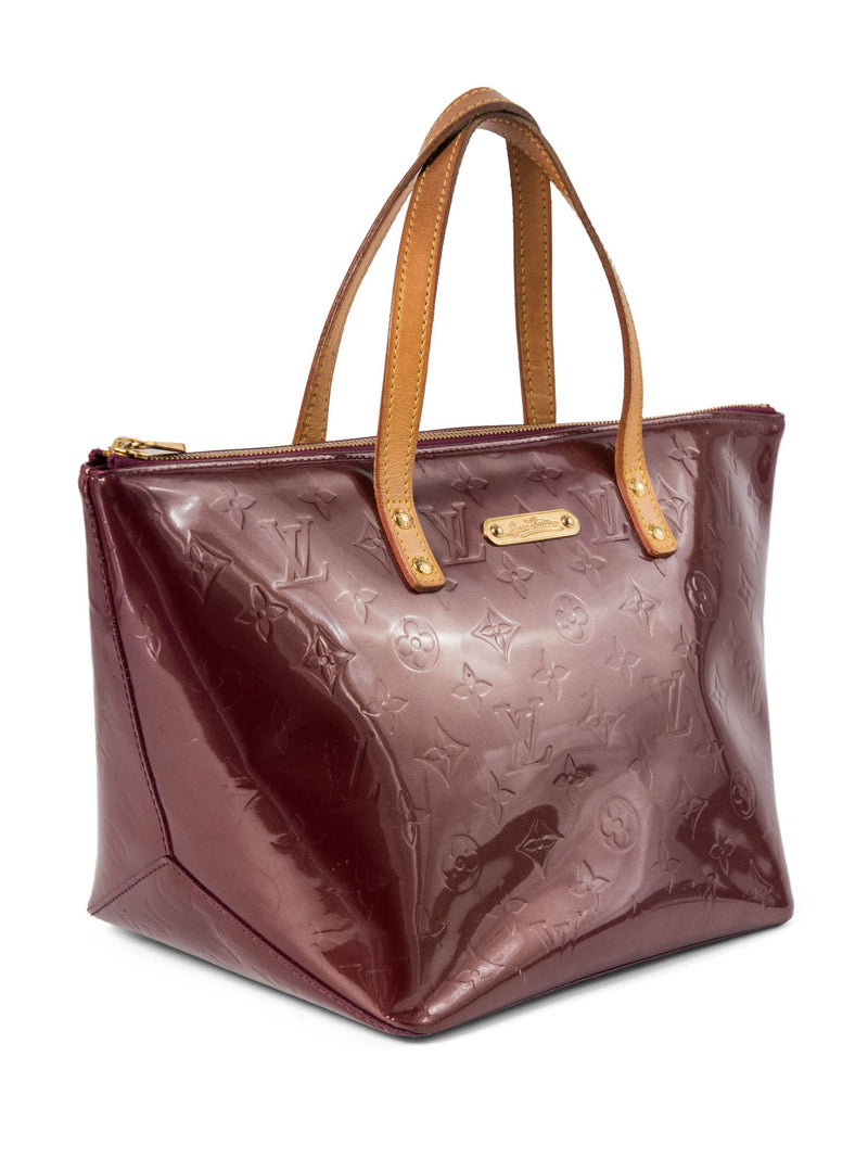 Louis Vuitton Vernis Leather Monogram Shopper Bag Burgundy Gold-designer resale