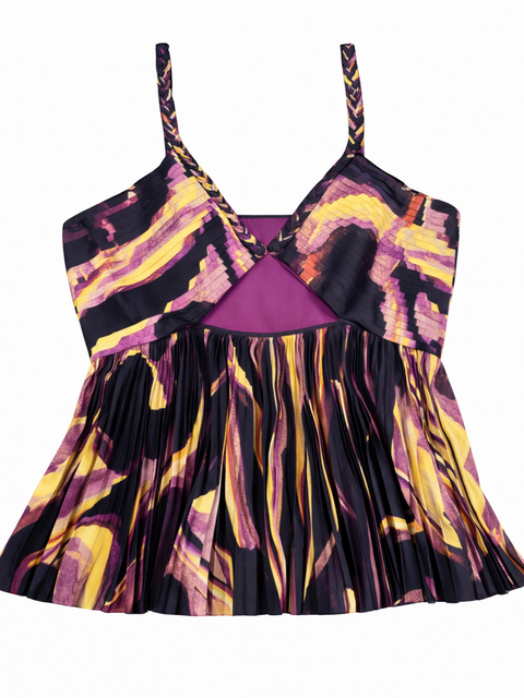 Altuzarra Halki Pleated Cut-Out Top Purple Brand New