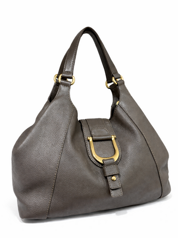 Gucci Horse Shoe Leather Large Hobo Bag Grey