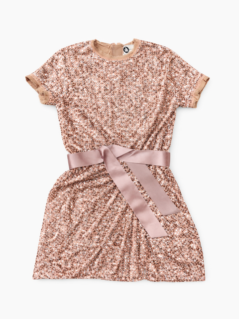 Lanvin Runway Sparkle Sequin Mini Dress Rose Gold