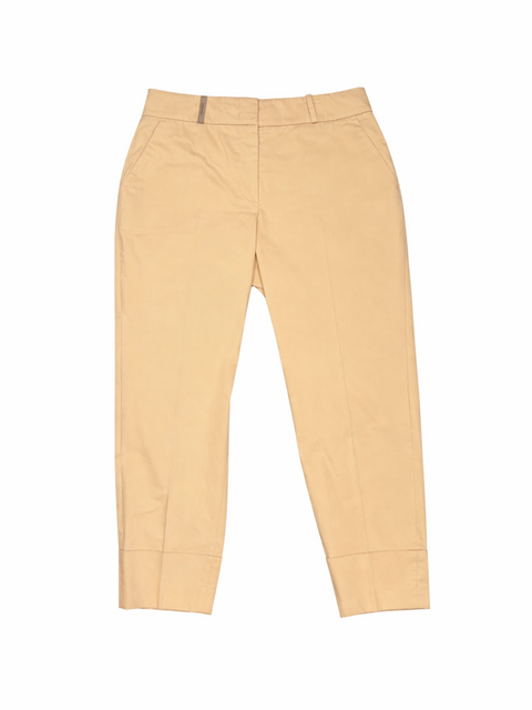 Peserico Cotton Cuffed Capri Khaki Tan