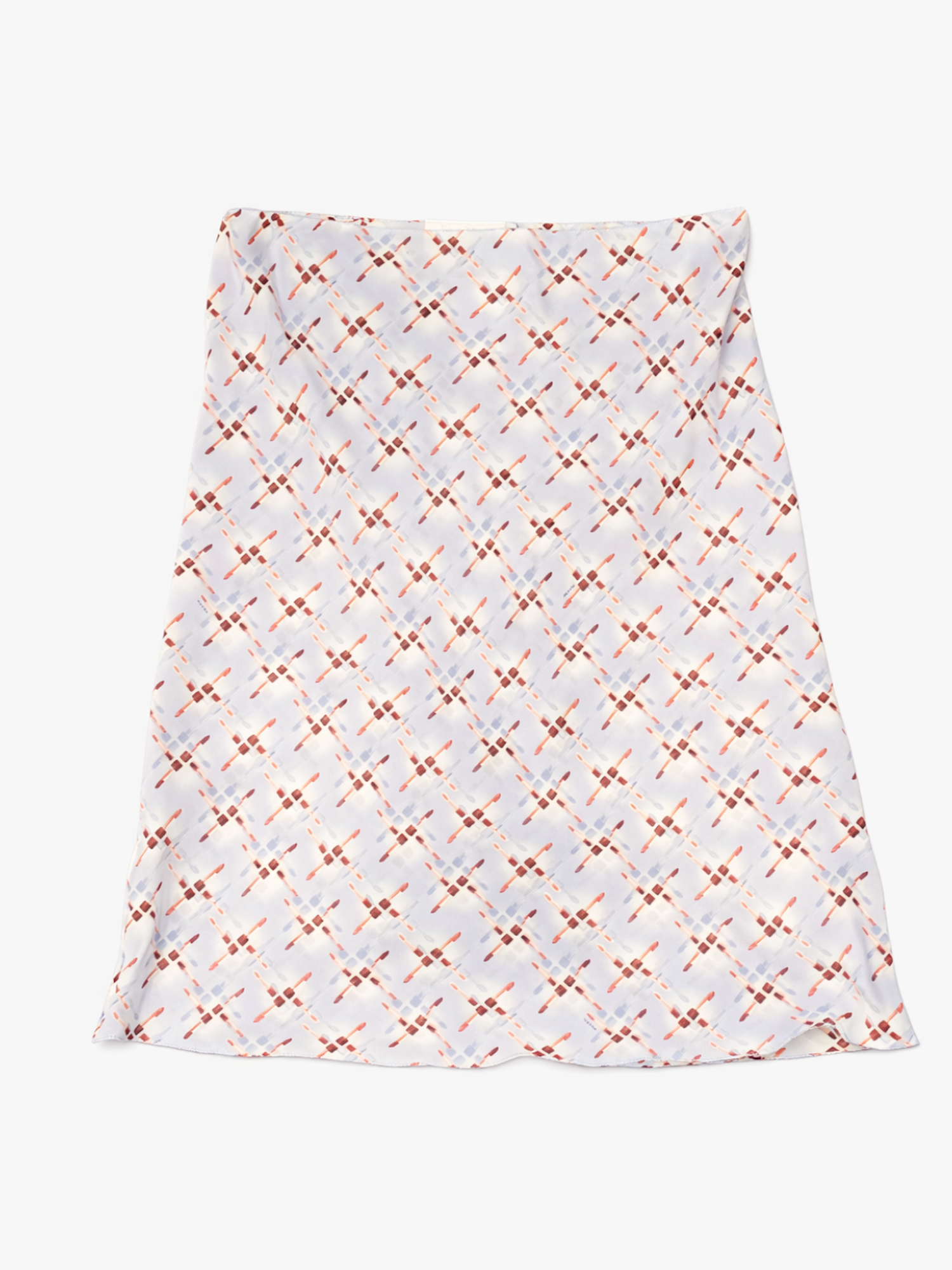 Prada Silk Lipstick Midi Skirt Multicolor