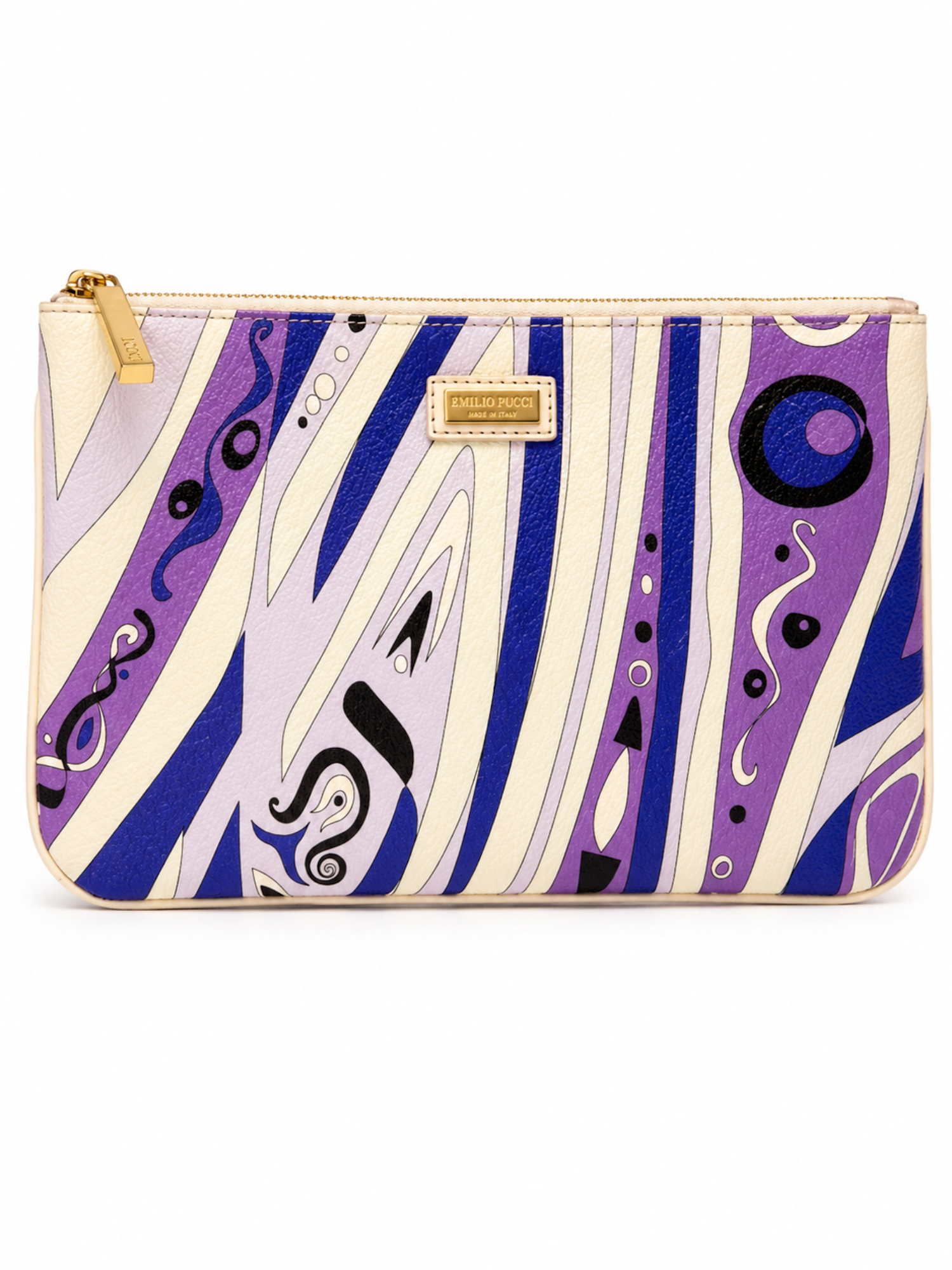 Emilio Pucci Signed Canvas Clutch Purple Multicolor