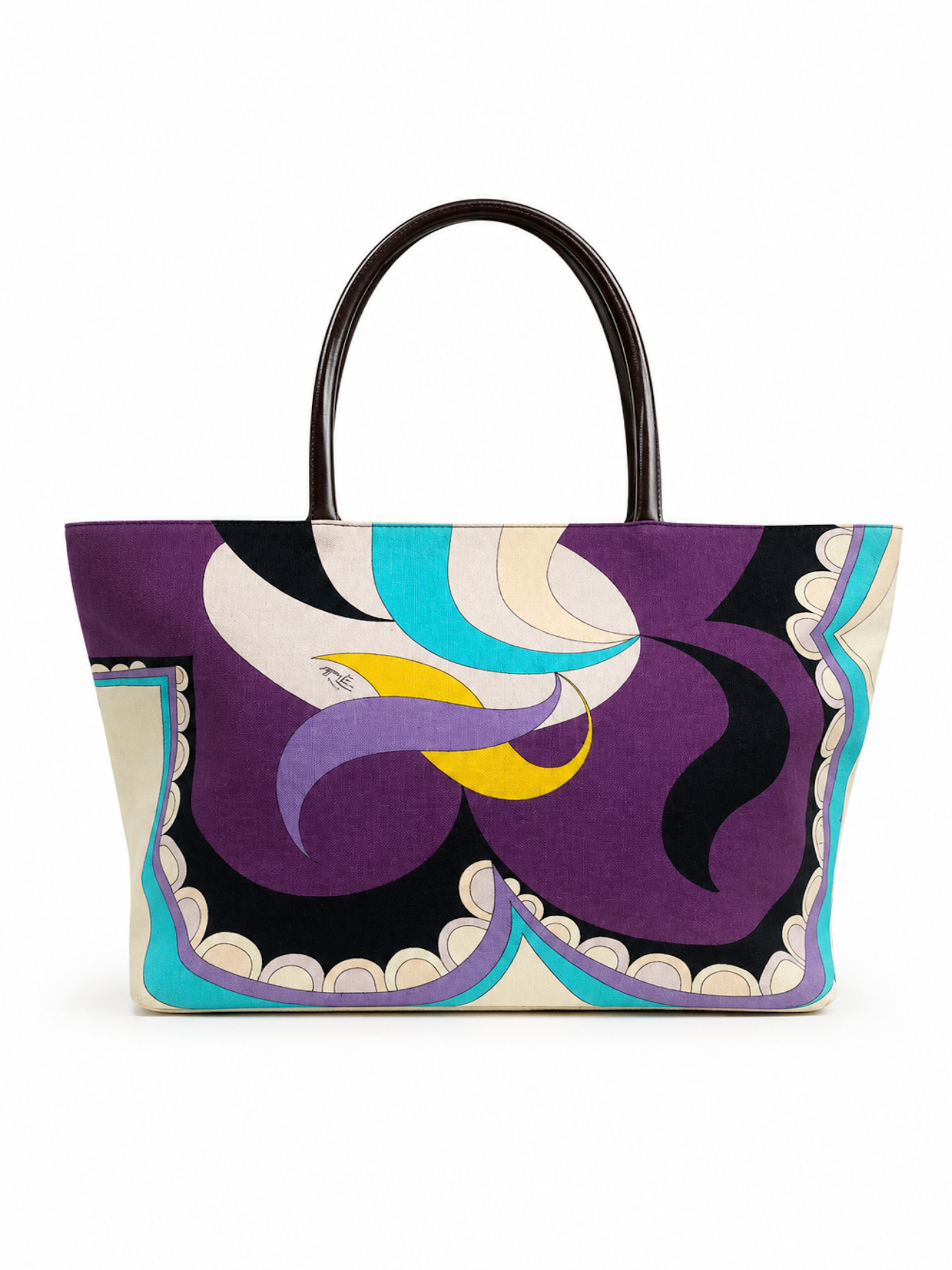 Emilio Pucci Signed Canvas Shopper Bag Multicolor