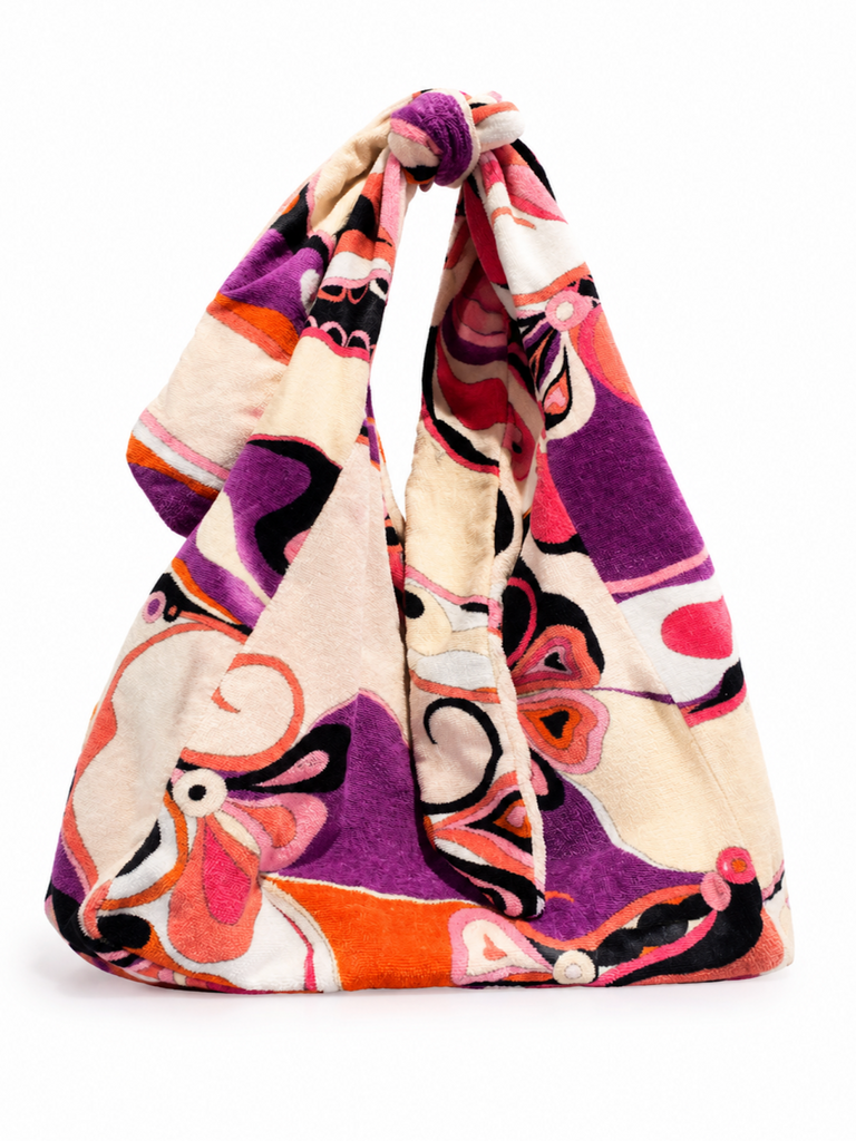 Emilio Pucci Signed Fabric Knot Hobo Bag Pink Multicolor