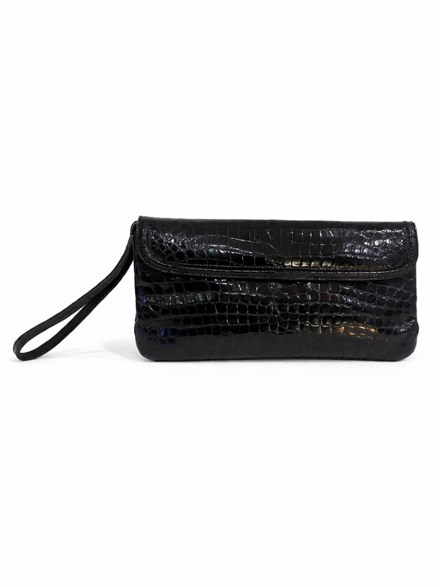 Titti Dell'Acqua Genuine Alligator Flap Clutch Black