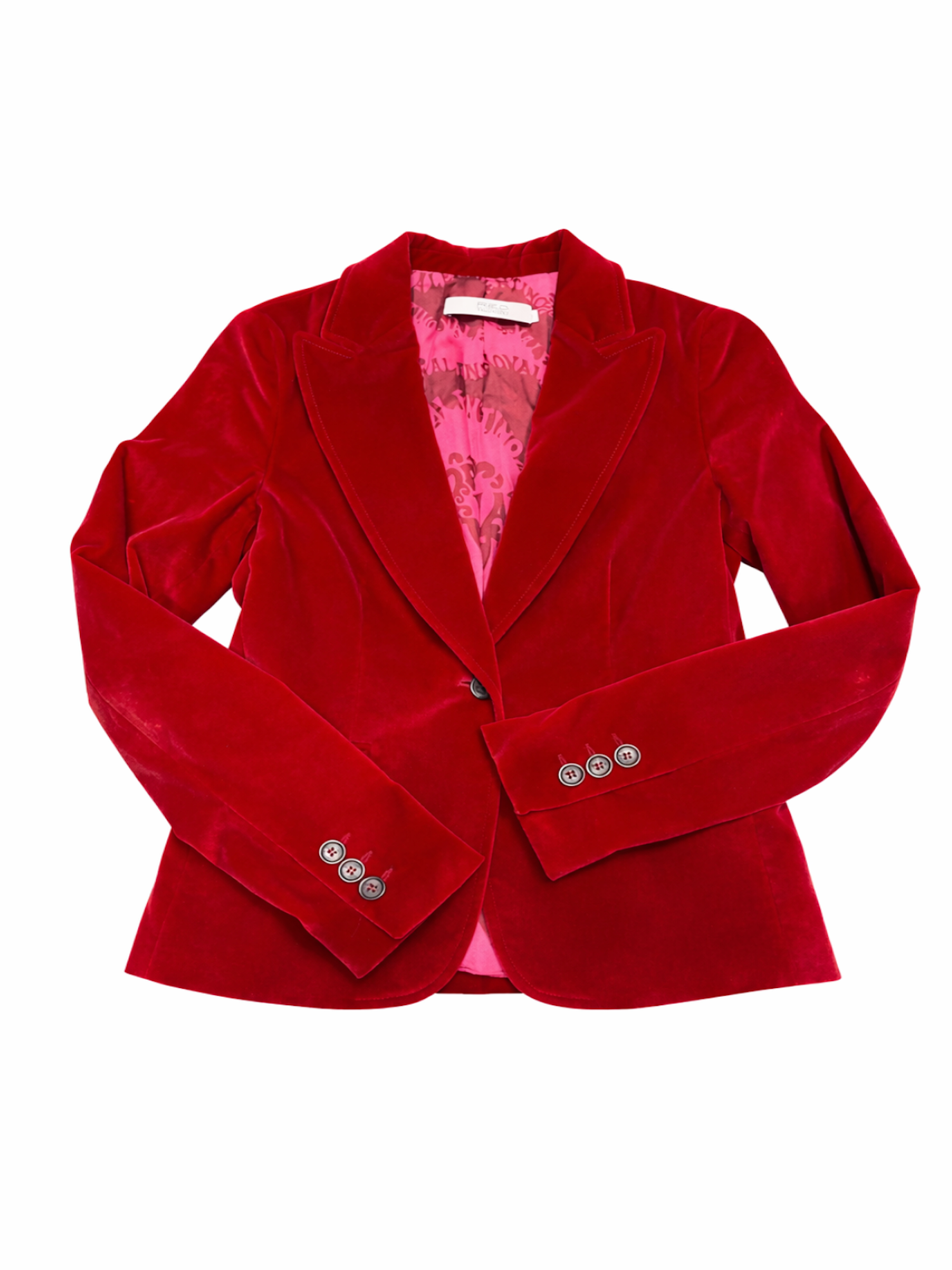 Valentino R.E.D. Lush Velvet Fitted Jacket Red