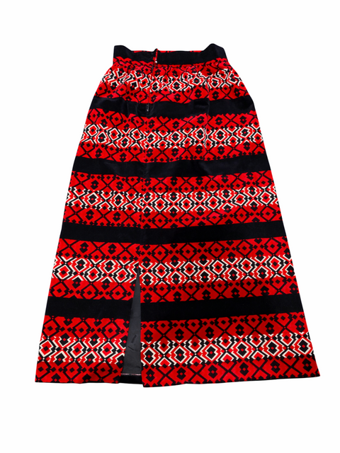 Oscar De La Renta Vintage Velvet Maxi Skirt Black Red