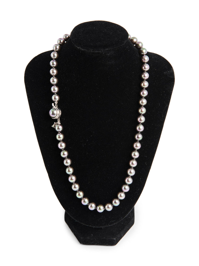 TWO CASED MAJORICA PEARL NECKLACES WITH SILVER MOUNTS. Stamped 925, Length  60 cm and 44 cm with ori