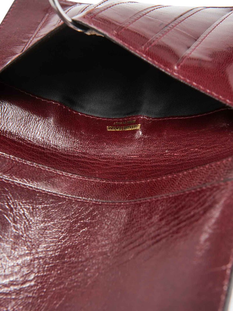 Mark Cross Leather Kisslock Flap Wallet Burgundy Gold-designer resale