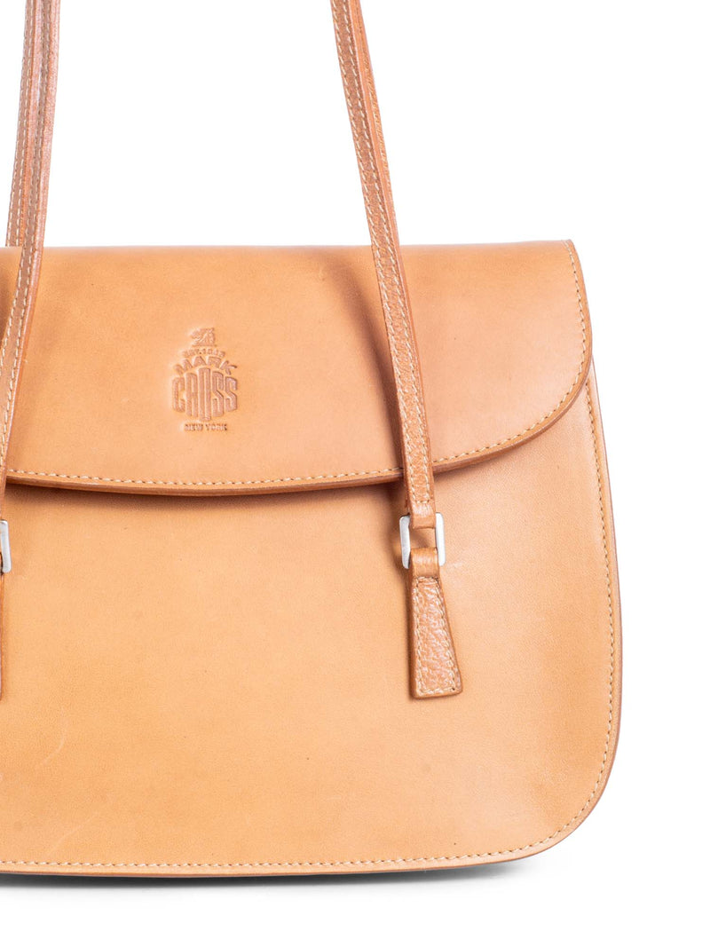 Mark Cross Vintage Leather Top Handle Flap Bag Brown-designer resale