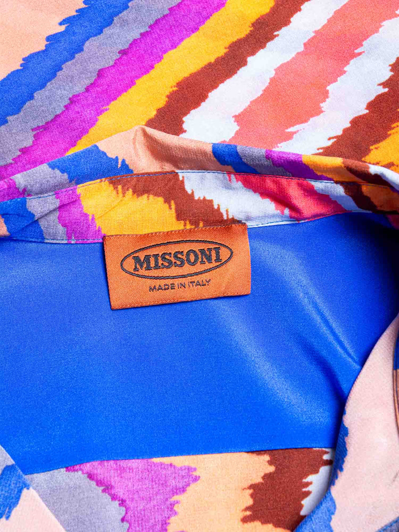 Missoni Signature Silk Striped Button Up Blouse Multicolor-designer resale
