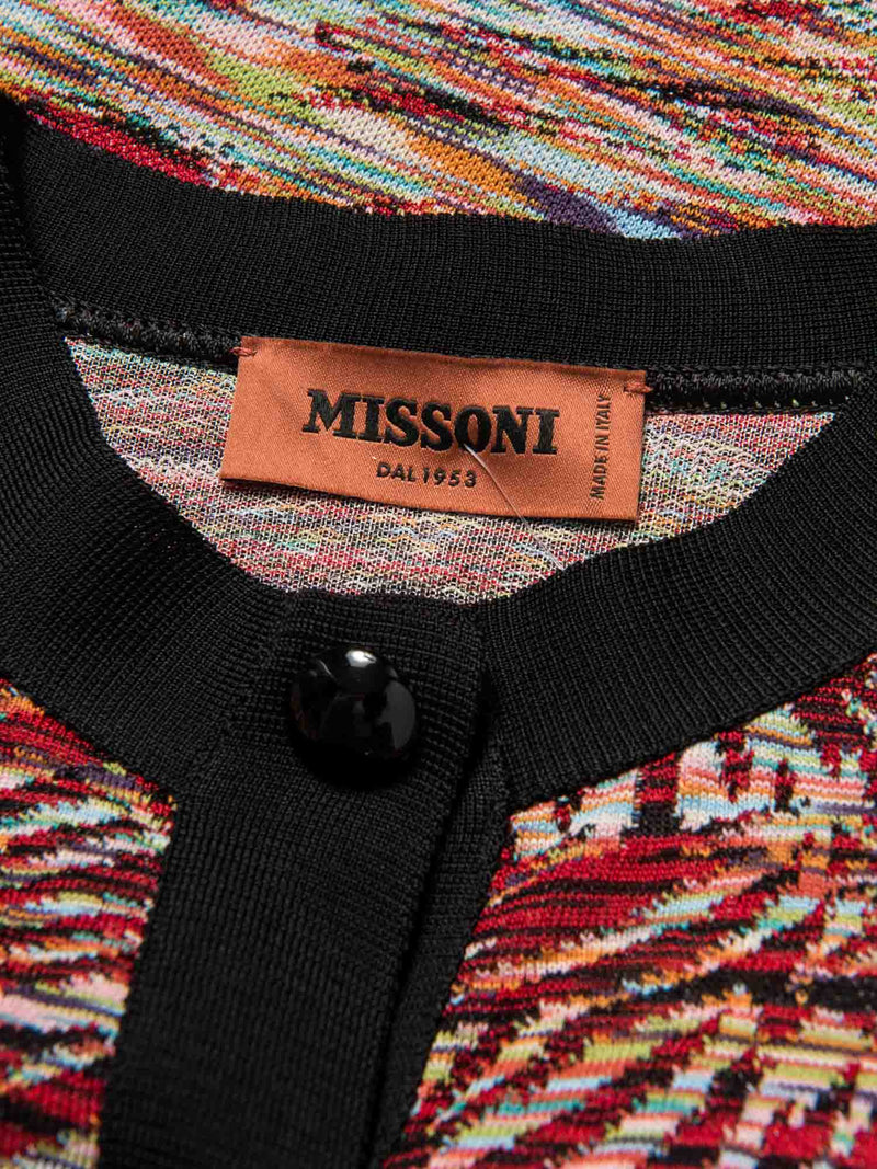 Missoni Vintage Knit Fitted Mini Dress Red Black Multicolor