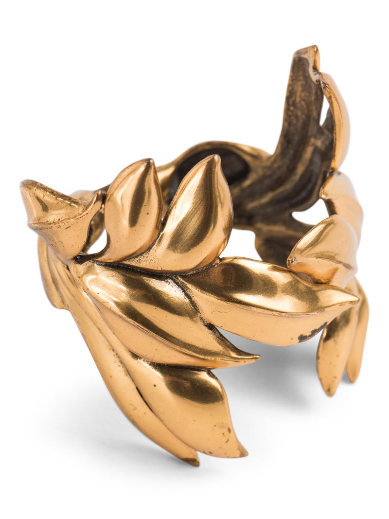 Oscar De La Renta Gold Laurel Leaf Cuff Bracelet-designer resale