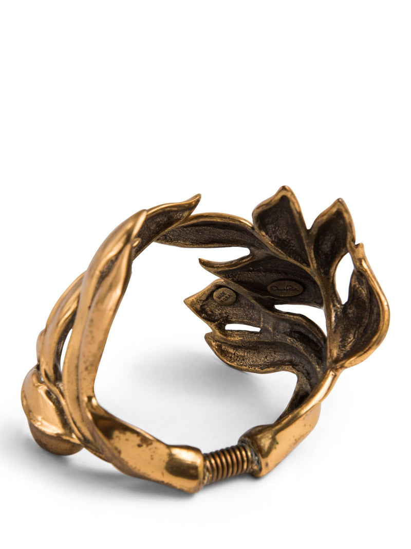 Oscar De La Renta Gold Laurel Leaf Cuff Bracelet-designer resale