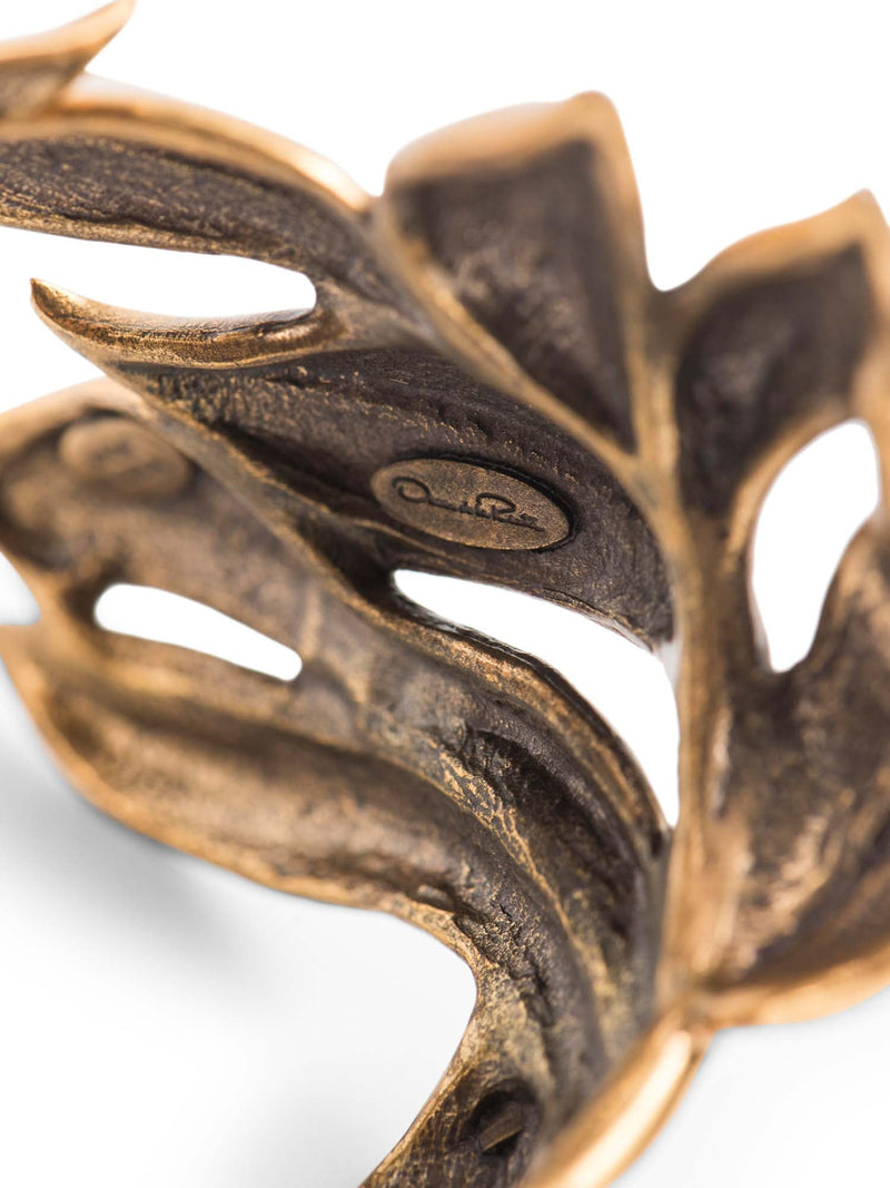 Oscar De La Renta Gold Laurel Leaf Cuff Bracelet-designer resale