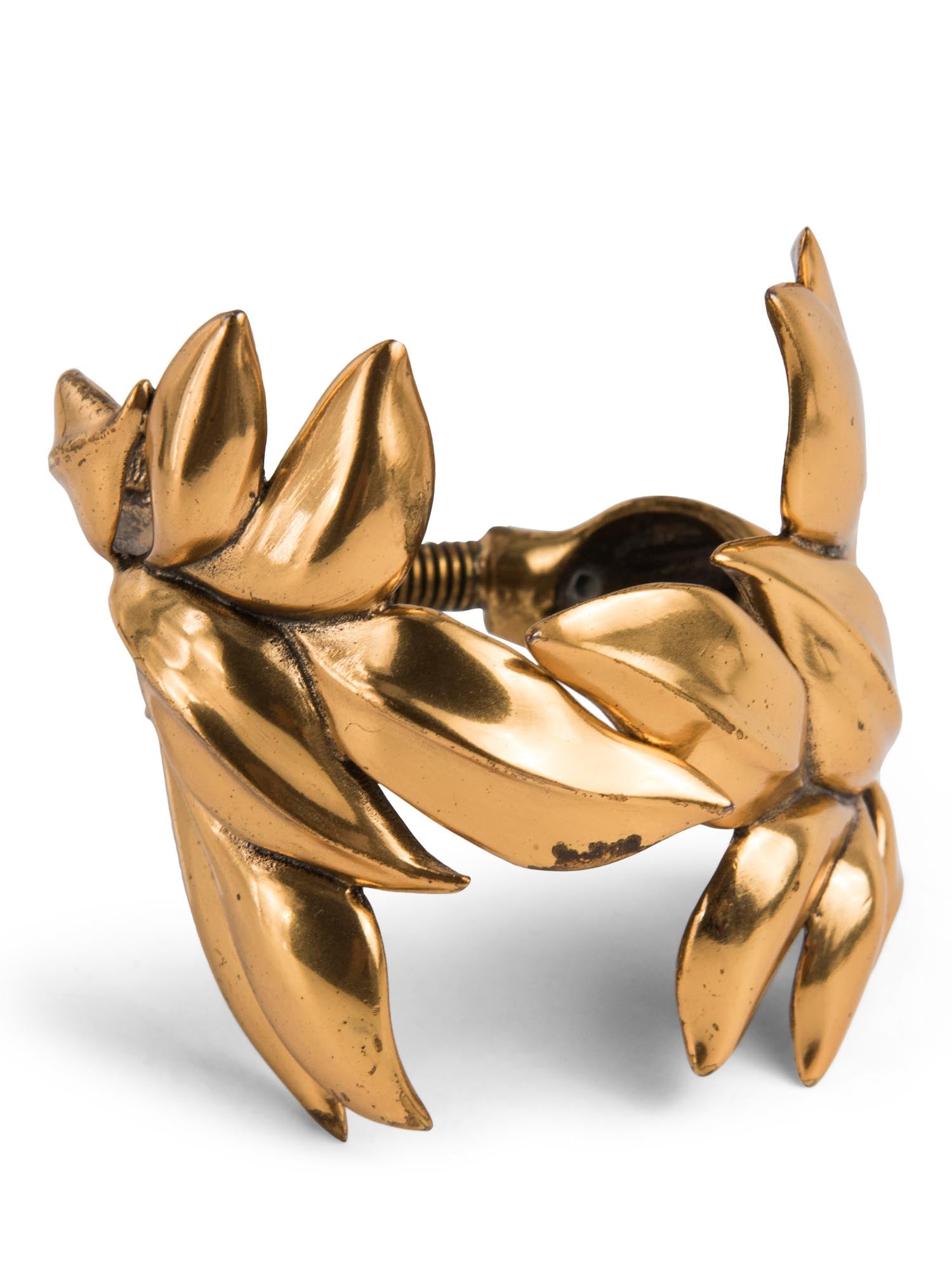 Oscar De La Renta Gold Laurel Leaf Cuff Bracelet-designer resale