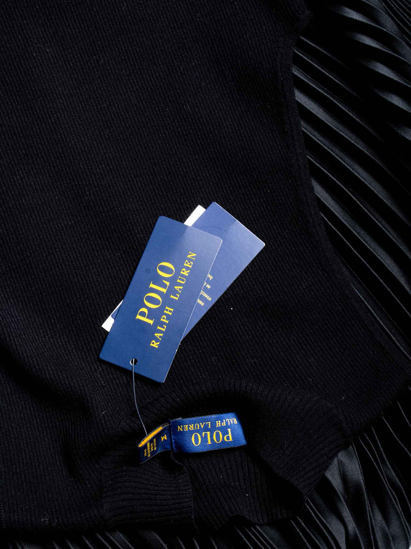 Polo Ralph Lauren Halter Top Pleated Maxi Dress Black-designer resale