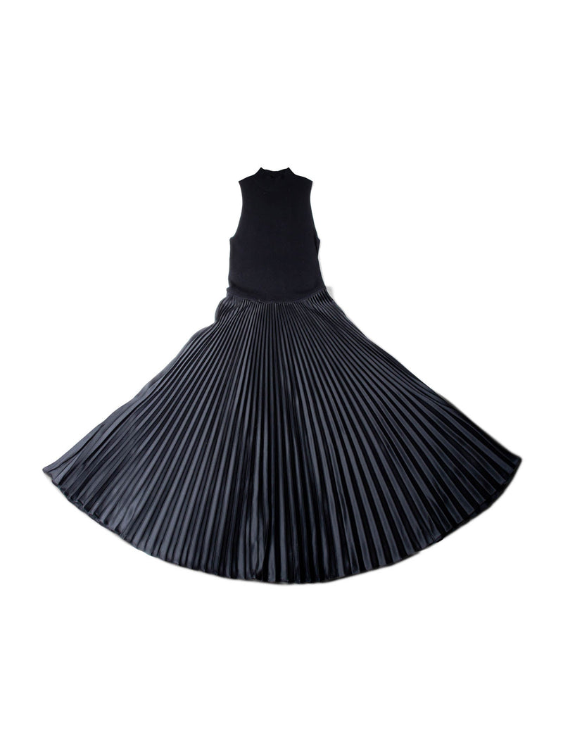 Polo Ralph Lauren Halter Top Pleated Maxi Dress Black-designer resale