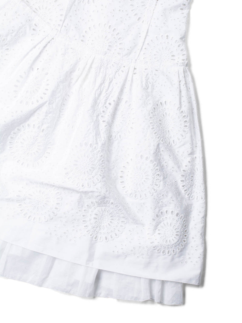 Prada Eyelet Embroidery A Line Strap Corset Midi Dress White Prada Eyelet Embroidery A Line Strap Corset Midi Dress White