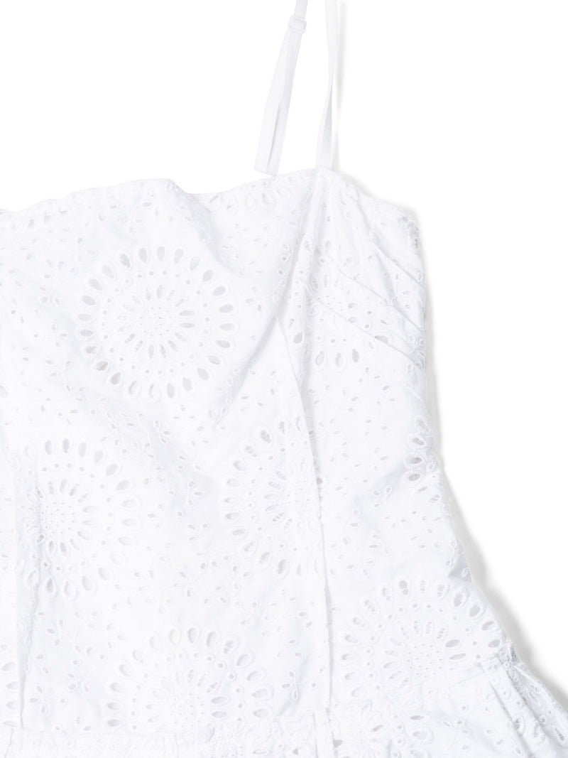 Prada Eyelet Embroidery A Line Strap Corset Midi Dress White Prada Eyelet Embroidery A Line Strap Corset Midi Dress White