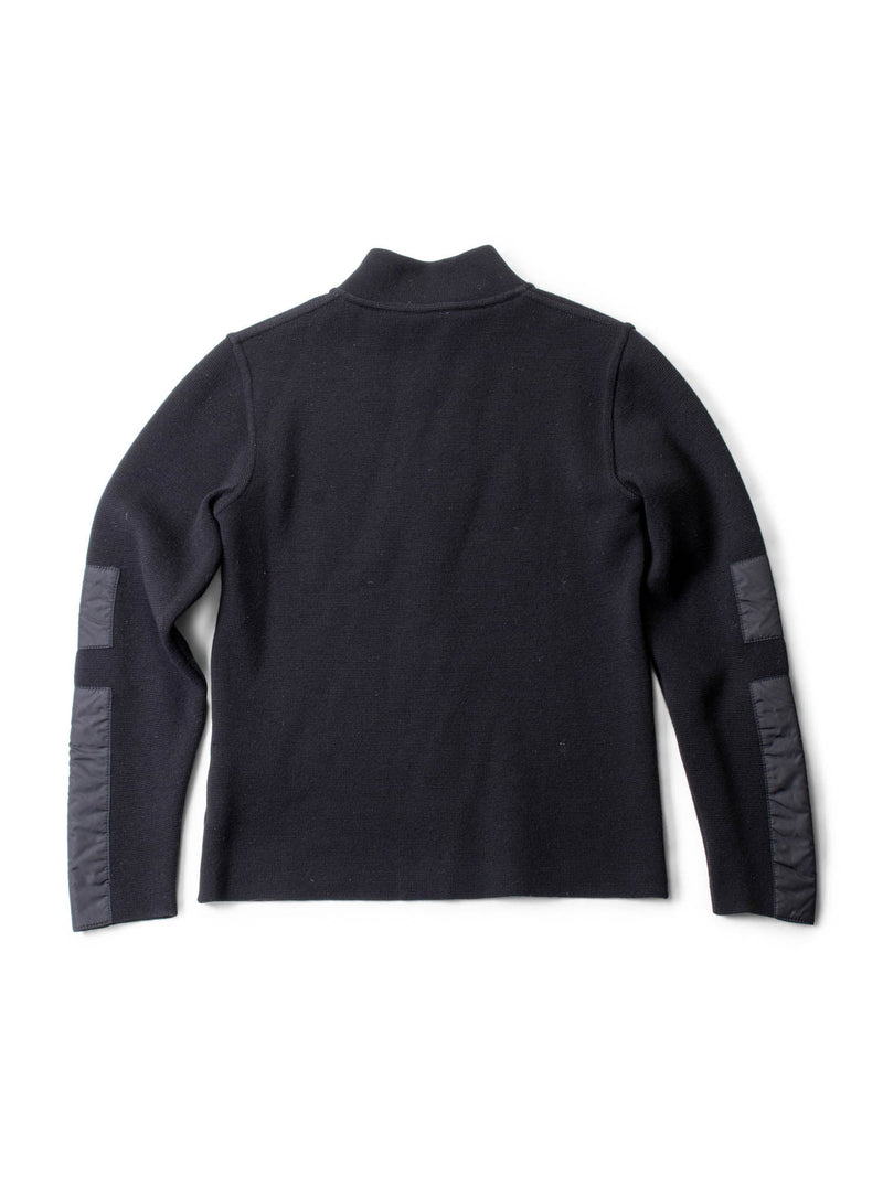 Prada Knitted Wool Zippered Cardigan Black-designer resale