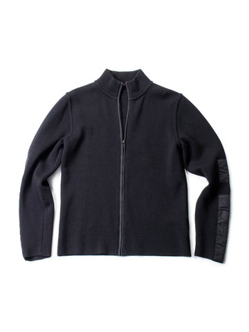 Prada Knitted Wool Zippered Cardigan Black-designer resale