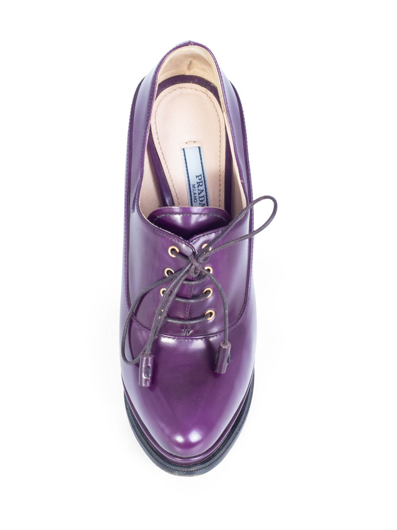 Prada Lace Up Platform Booties Shoes Purple-designer resale