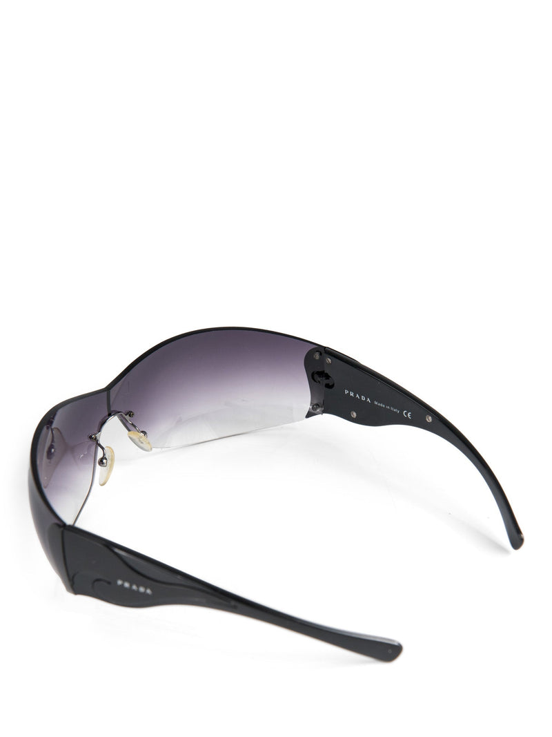Prada Logo Gradient Frameless Ski Sunglasses Black-designer resale