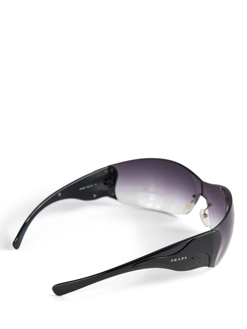 Prada Logo Gradient Frameless Ski Sunglasses Black-designer resale