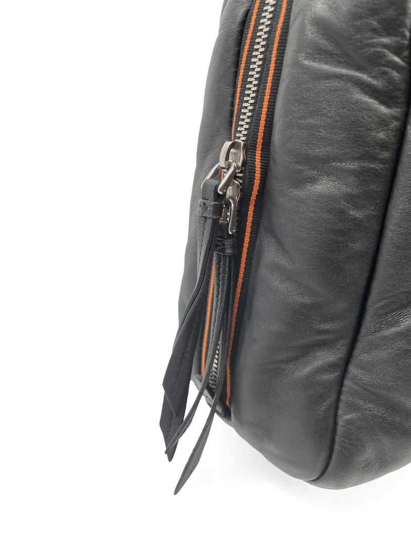 Prada Logo Leather Puffy Sport Bag Black-designer resale