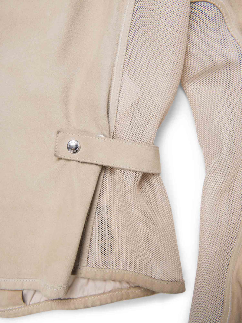 Prada Logo Luxurious Suede Zippered Jacket Ivory-designer resale
