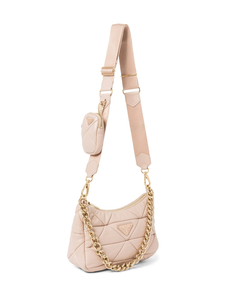 Prada Logo Quilted Leather System Messenger Bag Light Pink-designer resale