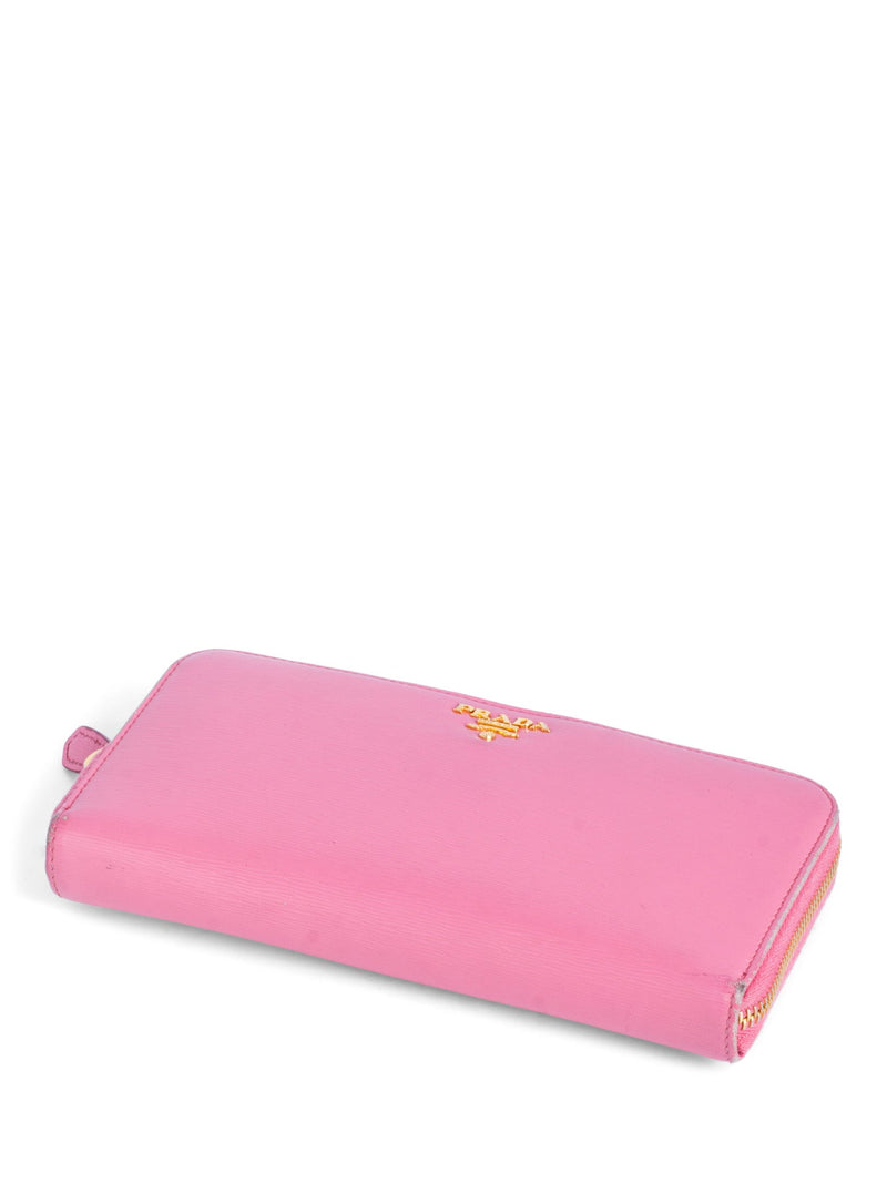 Prada Logo Saffiano Leather Clutch Pink-designer resale
