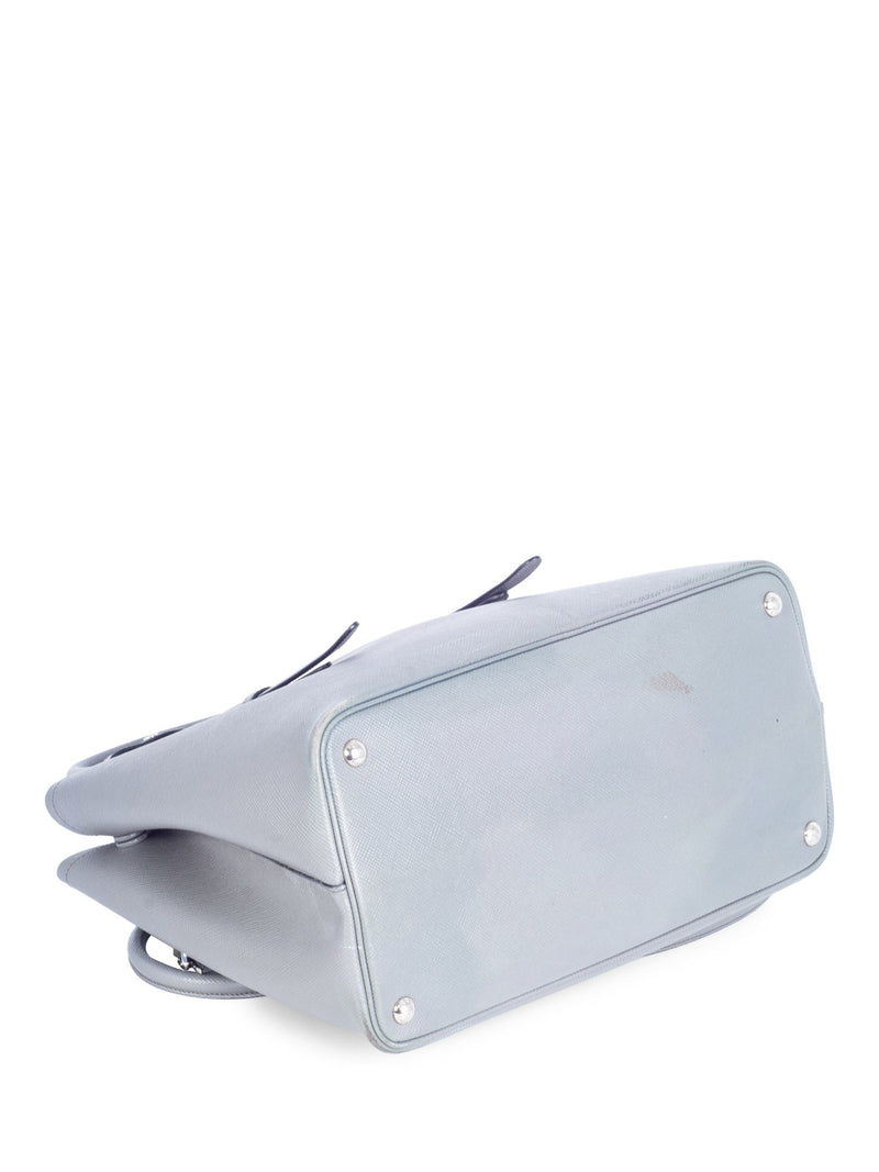 Prada Logo Saffiano Leather Top Handle Bag Grey